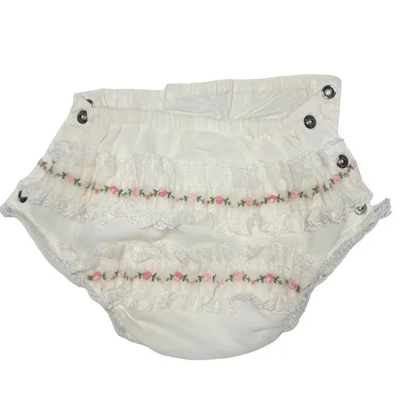 Vintage Accessories Vintage Floral Ruffle Lace Cloth Diaper - Main Image